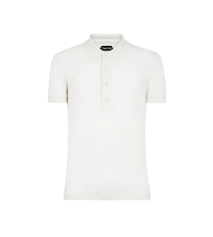 COTTON CASHMERE SHORT SLEEVE POLO CHALK online